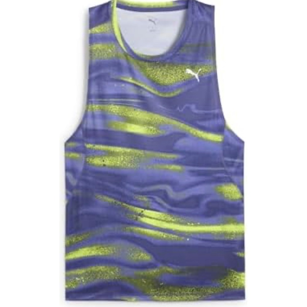 Puma Tank Top Mens L Blue New Active S/S Top 528598-46 Abstract Print